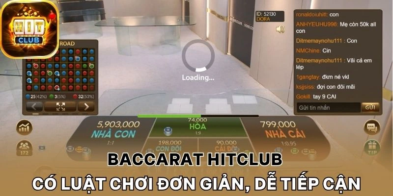 Baccarat Hitclub có luật chơi đơn giản, dễ tiếp cận