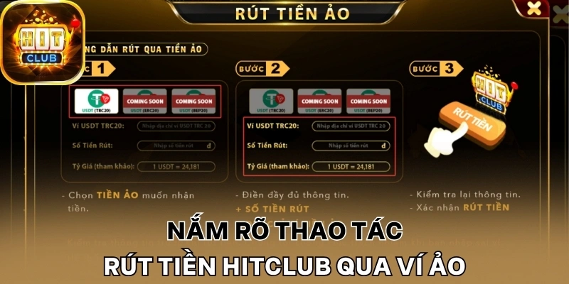 Nắm rõ thao tác rút tiền Hitclub qua ví ảo